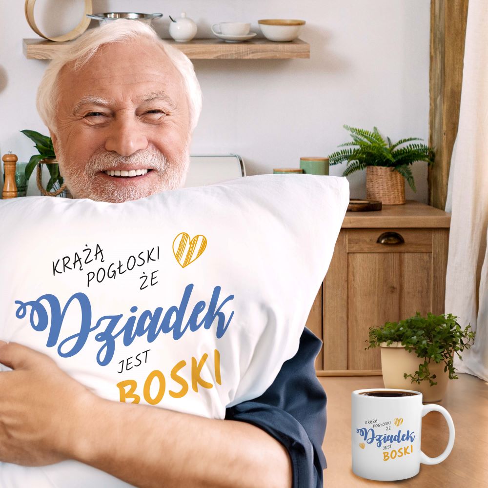 Zestaw Poduszka Kubek Dziadek jest Boski Prezent na Dzień Dziadka