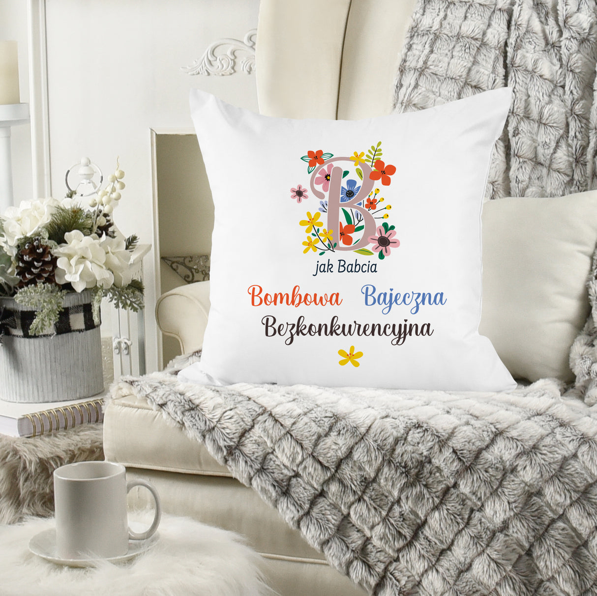 Poduszka na Dzień Babci - B jak Babcia Prezent na Dzień Babci