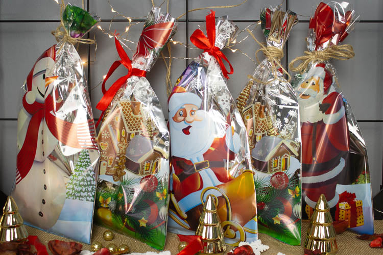 Worki celofanowe świąteczne folijki RÓŻNE WZORY 5szt.