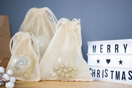 Zestaw woreczków z siatki 3szt + kartonik CHOINKA