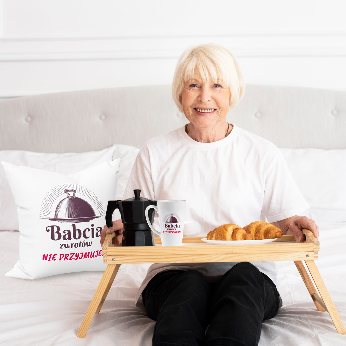Zestaw Fartuch,Kubek,Poduszka Babcia Zwrotów nie przyjmuje Prezent na Dzień Babci