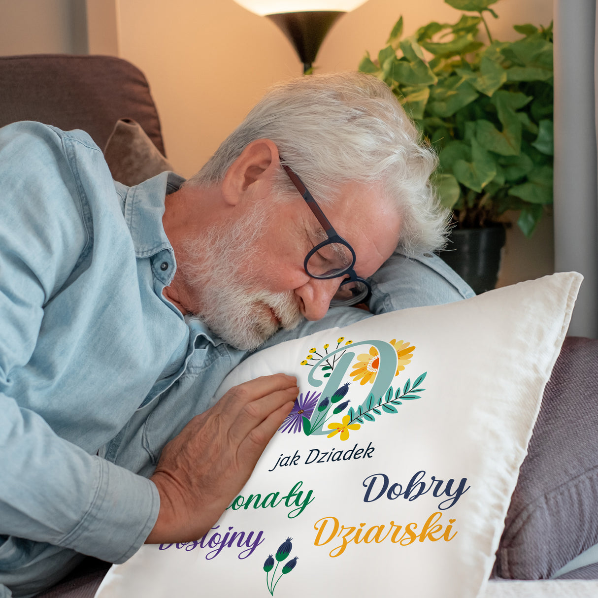 Poduszka na Dzień Dziadka - D jak Dziadek Prezent na Dzień Dziadka