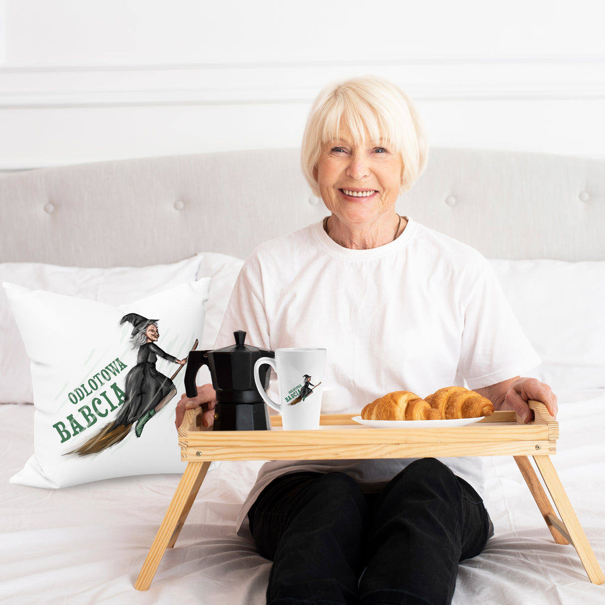 Zestaw Fartuch,Kubek,Poduszka Odlotowa Babcia Prezent na Dzień Babci