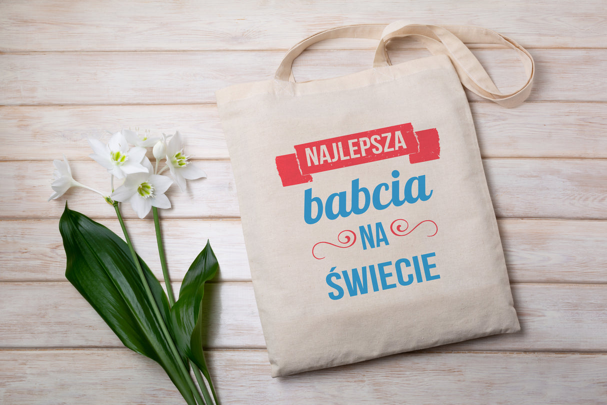 Torba Bawełniana Najlepsza Babcia na świecie Prezent na dzień babci Ecru