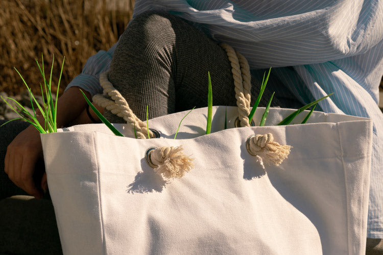 Torba bawełniana Biała 420x140x140x380mm Plażowa