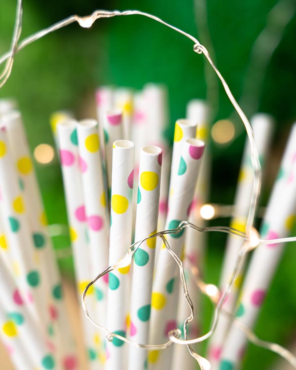 Słomki papierowe WIELOKOLOROWE KROPKI 20cm ekologiczne 250szt