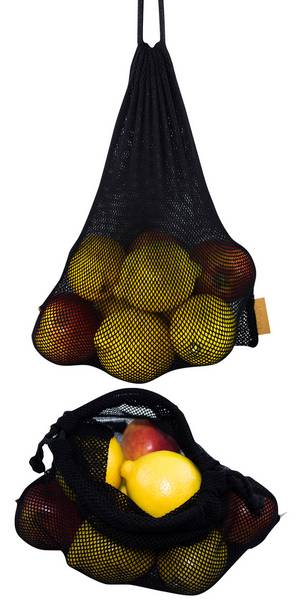 Worek z siatki bawełnianej 25x30cm - kolor czarny