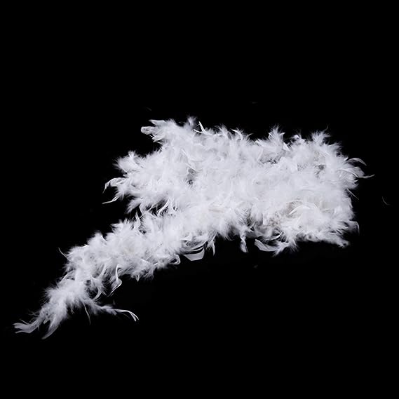 Biały łańcuch z piórek anielski boa