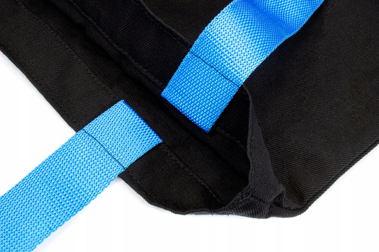 Torba bawełniana czarna 36x40cm 220g/m2 ze wzmocnionym uchwytem NIEBIESKIM