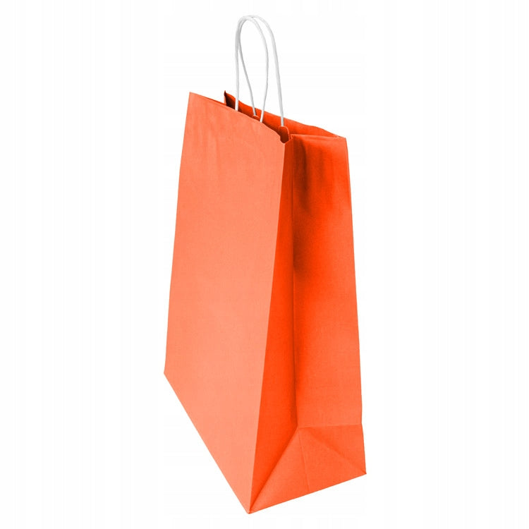 Torba papierowa 350x150x400mm z uchwytem skręcanym Pomarańczowa Premium