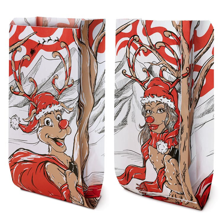 Torby papierowa świąteczne 180x80x360mm Para Reniferów 10szt.