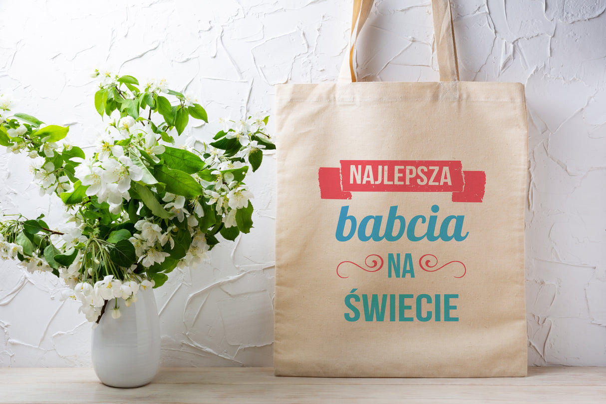 Torba Bawełniana Najlepsza Babcia na świecie Prezent na dzień babci Ecru
