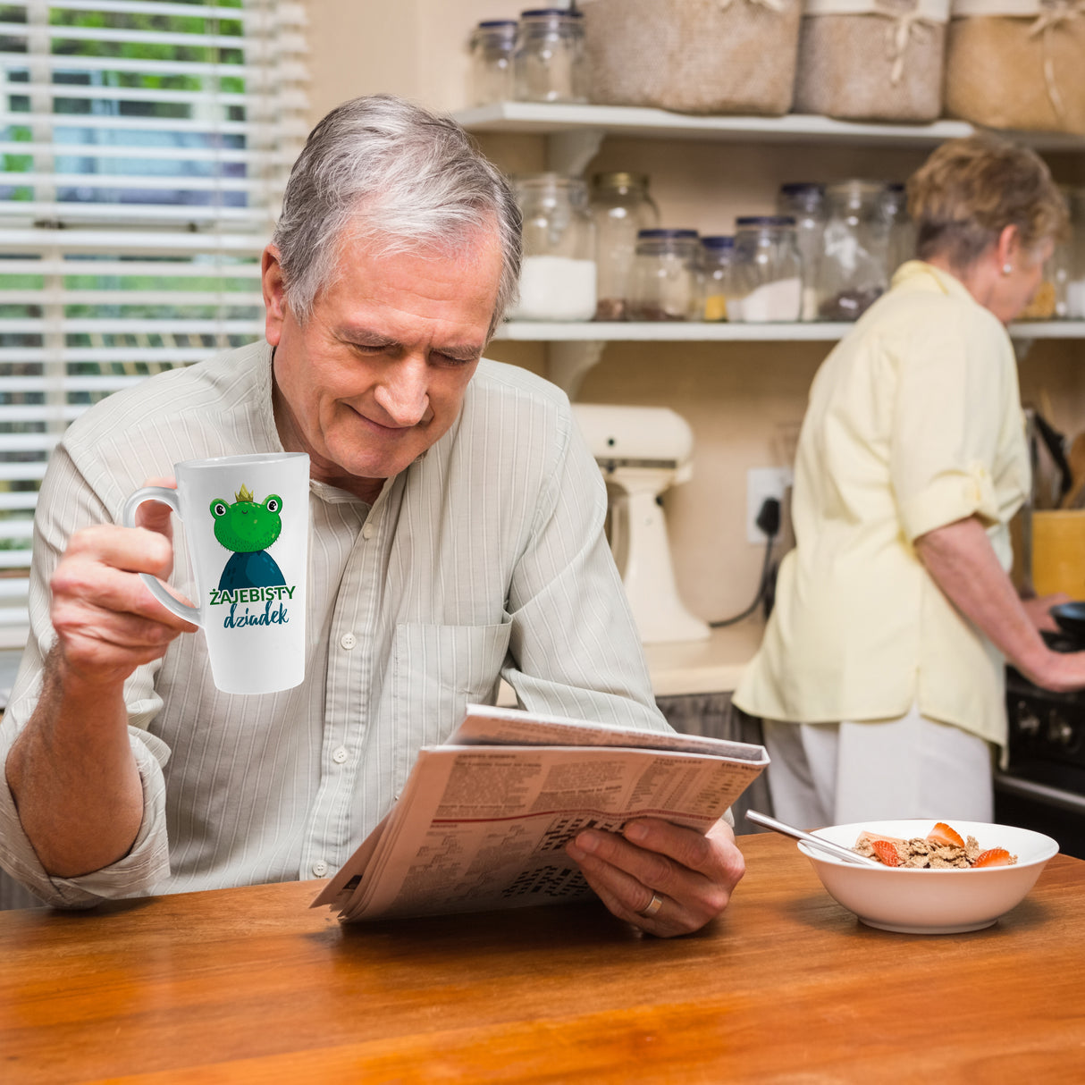 Zestaw Fartuch,Kubek,Poduszka Żajebisty Dziadek Prezent na Dzień Dziadka