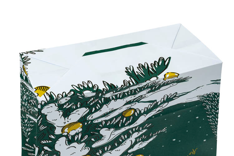 Torba papierowa świąteczna 240x100x320mm Zielona Choinka