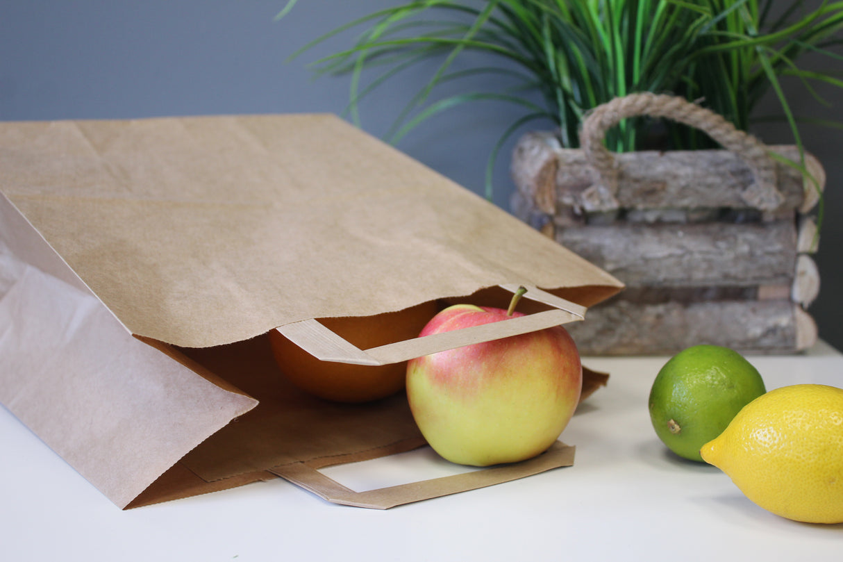 Torba papierowa 320x140x420mm z uchwytem płaskim Brązowa