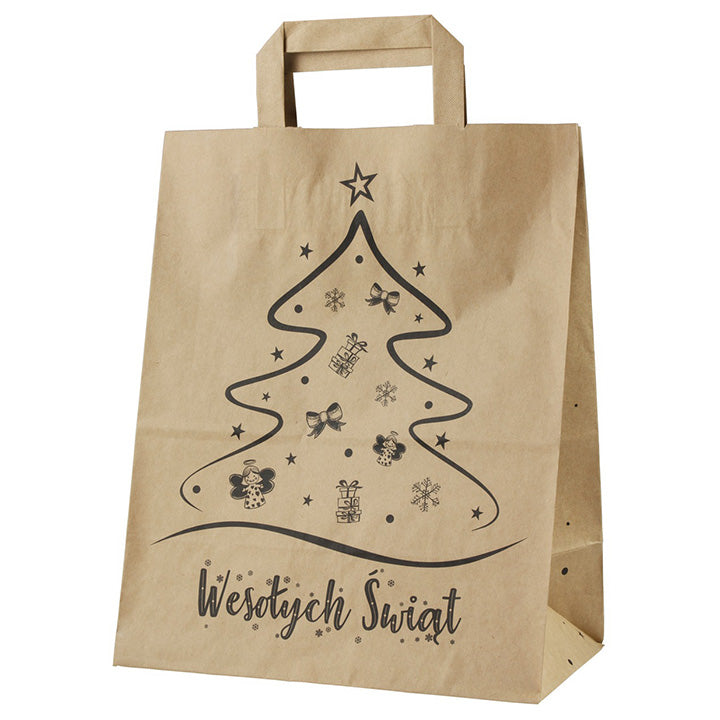Torba papierowa świąteczna 260x140x320mm Wesołych Świąt