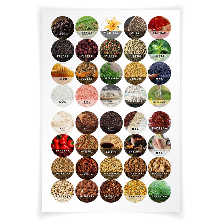 Naklejki na przyprawy KOLOROWE 160szt.