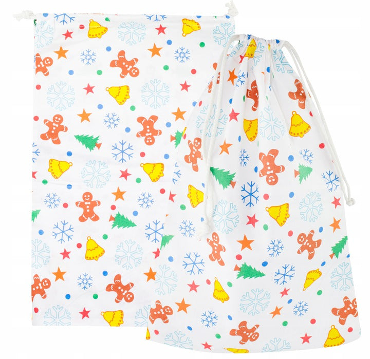 Woreczek bawełniany 15x20 świąteczny- Śnieżka