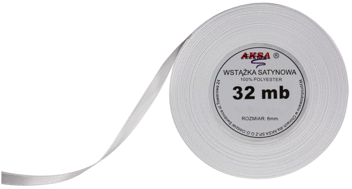 Tasiemka satynowa BIAŁA 6mm
