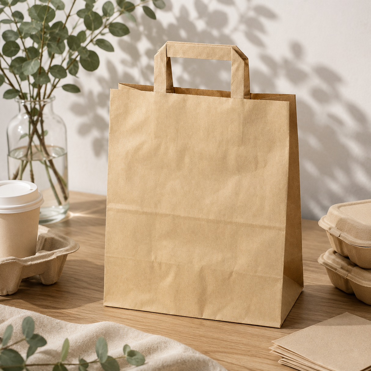 Torba Papierowa z Uchwytem Płaskim 250x110x320mm Brązowa