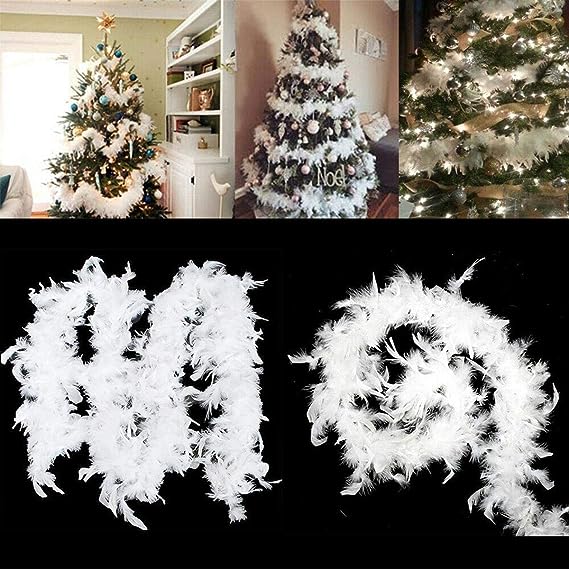 Biały łańcuch z piórek anielski boa