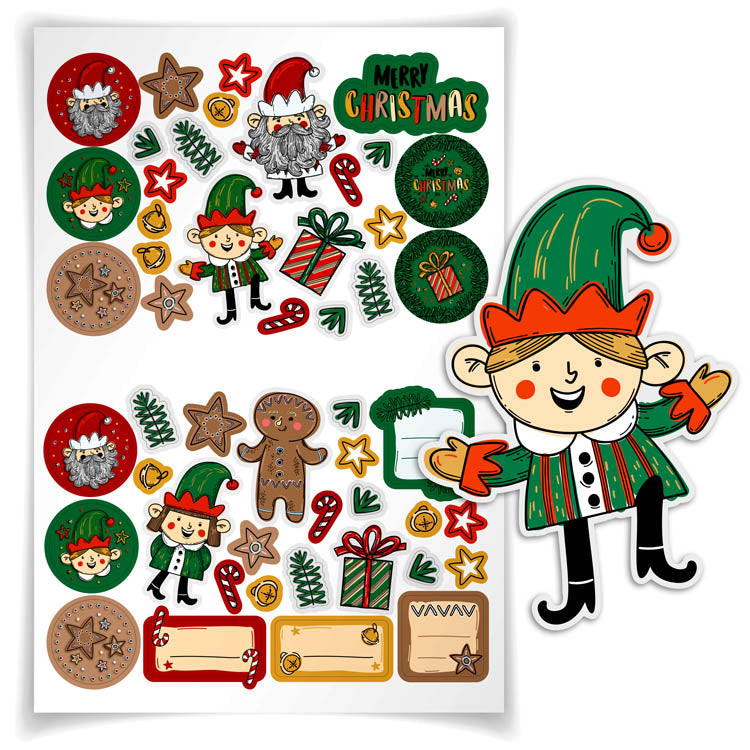 Naklejki świąteczne ozdobne Elfy