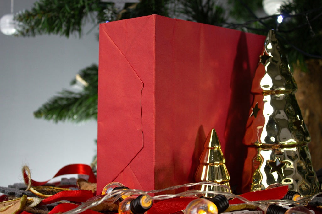 Torba papierowa świąteczna 180x80x225mm Złota Choinka