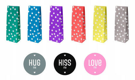 Torebki papierowe na cukierki 10x7x28 (6szt.) HUG KISS LOVE