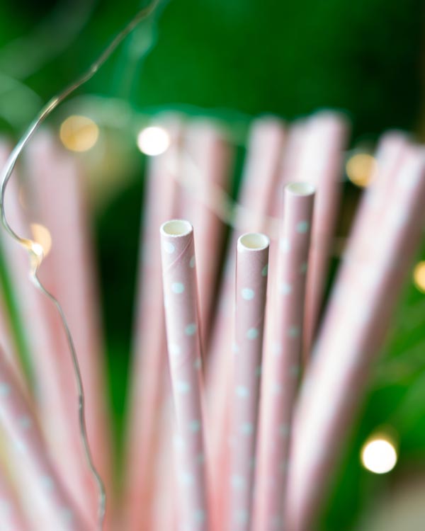 Słomki papierowe PUDROWY RÓŻ KROPKI 20cm ekologiczne 250szt