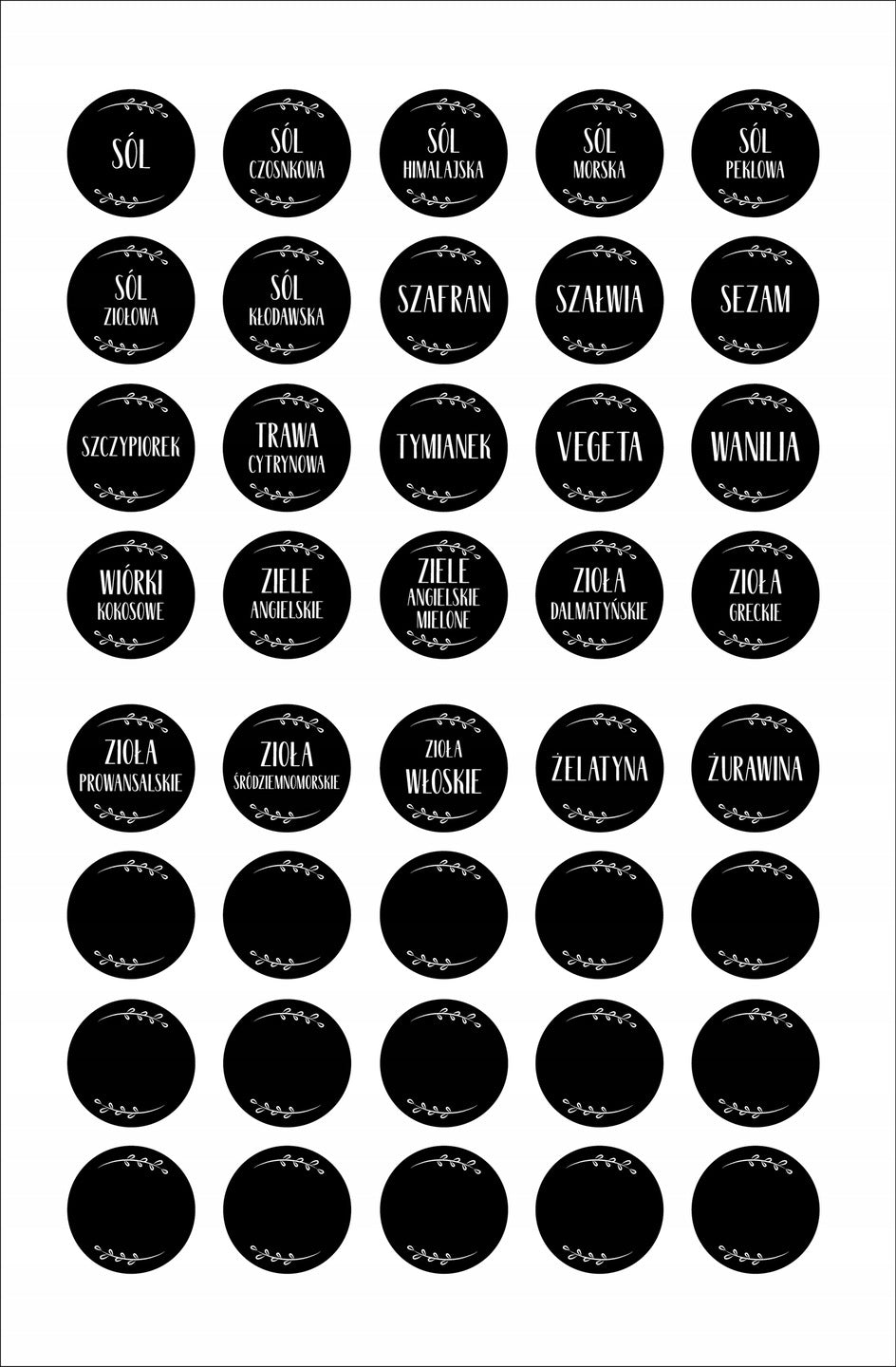 Naklejki na przyprawy 200szt.