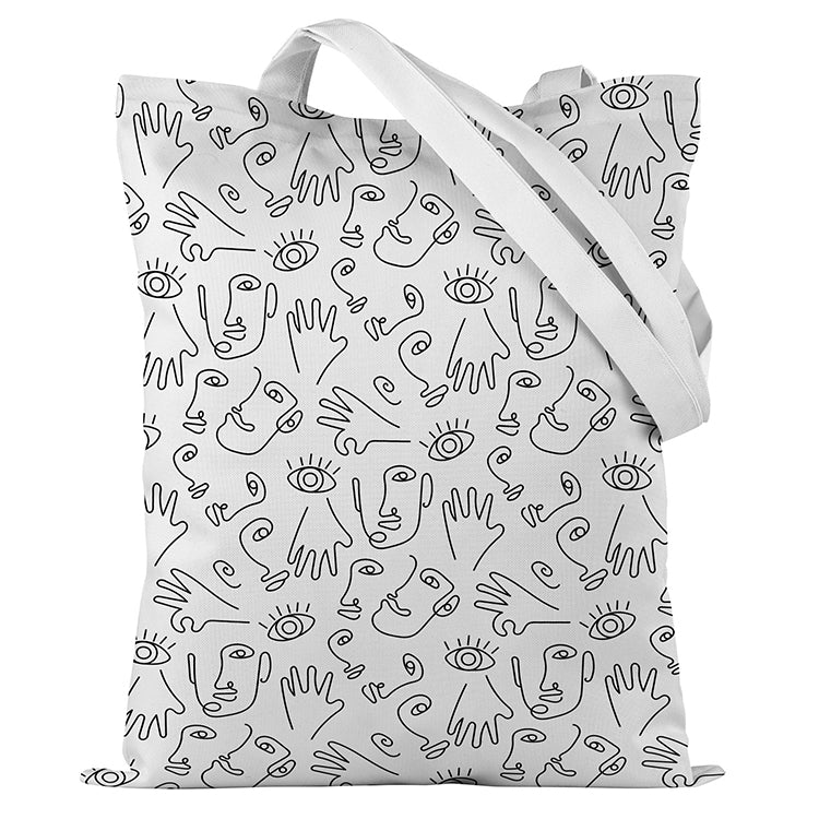 Torba bawełniana 350x450mm LINEARNE TWARZE BIAŁA