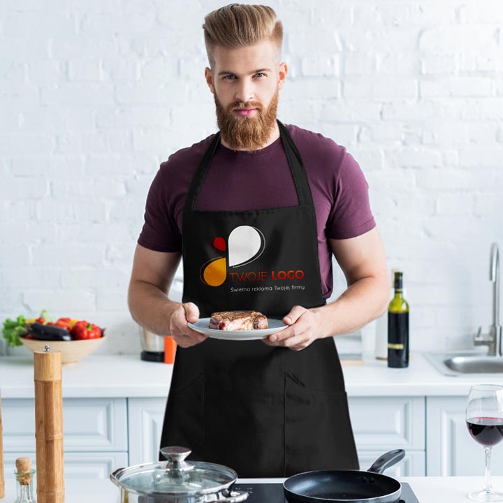 Fartuch kuchenny z własnym nadrukiem CZARNY