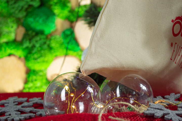 Woreczek bawełniany 17x20 cm Ecru Samochód Merry Christmas