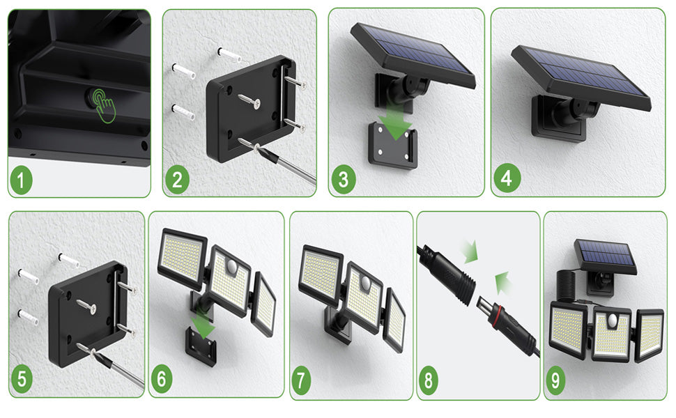 Lampa solarna potrójna czujnik ruchu zmierzchu