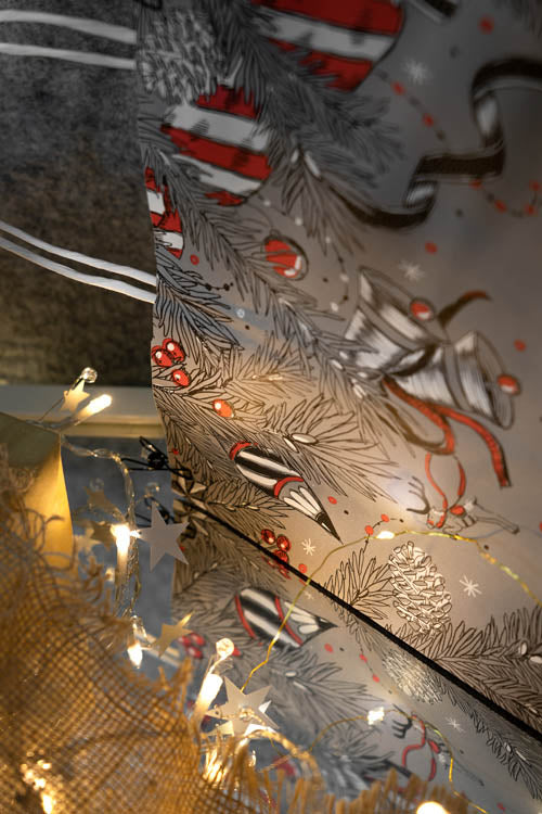 Torba papierowa świąteczna 320x160x380mm Szara Merry Christmas