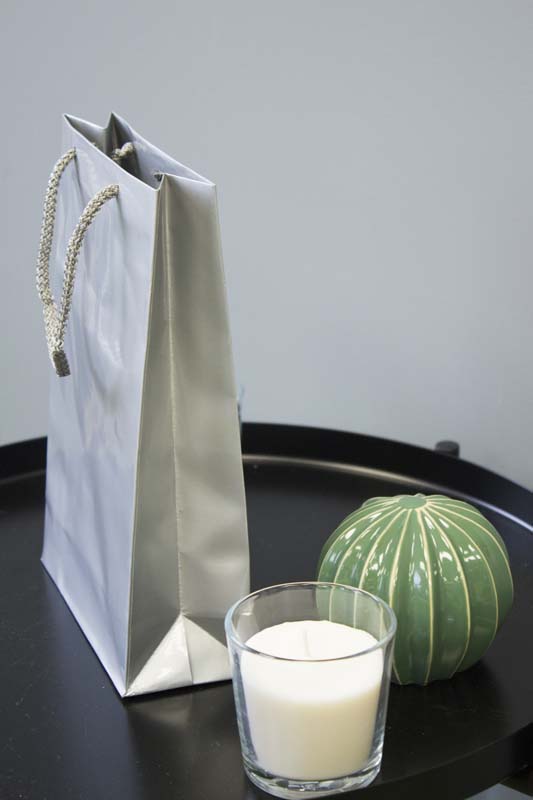 Torba laminowana z uchwytem sznurkowym 170x70x250mm Srebrna