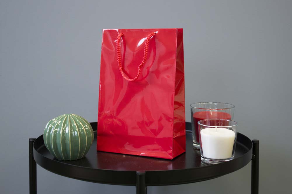 Torba laminowana z uchwytem sznurkowym 170x70x250mm Czerwona