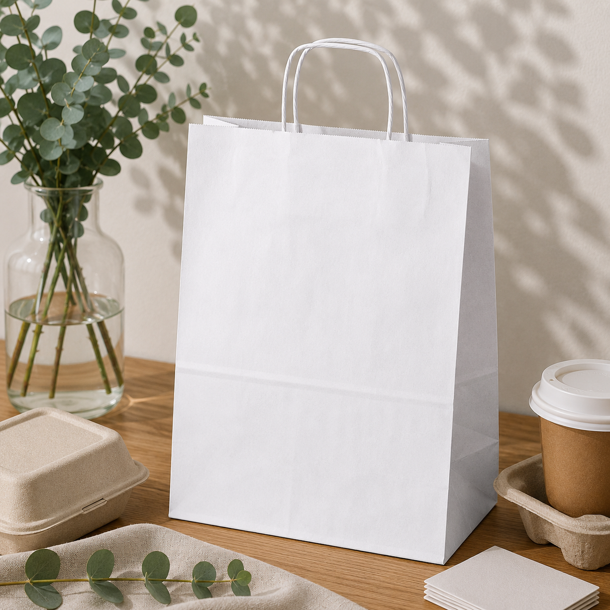 Torba Papierowa z Uchwytem Skręcanym 300x170x425mm Biała
