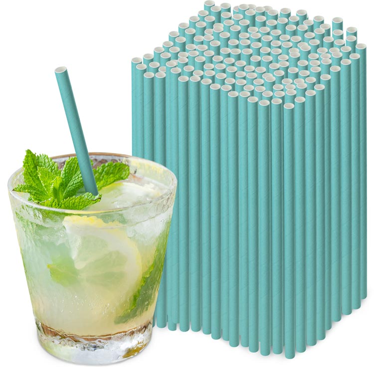 Słomki papierowe TURKUSOWE 20cm ekologiczne 250szt