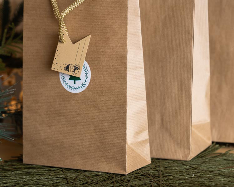 Zestaw torebek Świątecznych do pakowania prezentów BRĄZOWY