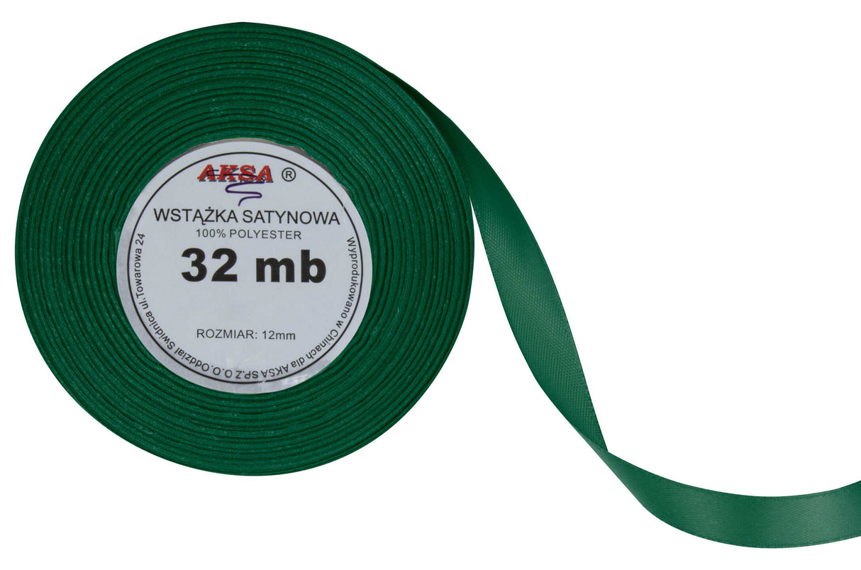 Tasiemka satynowa ZIELONY 12mm