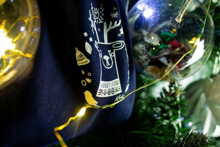 Woreczek bawełniany 15x20cm Granatowy Renifer 145g