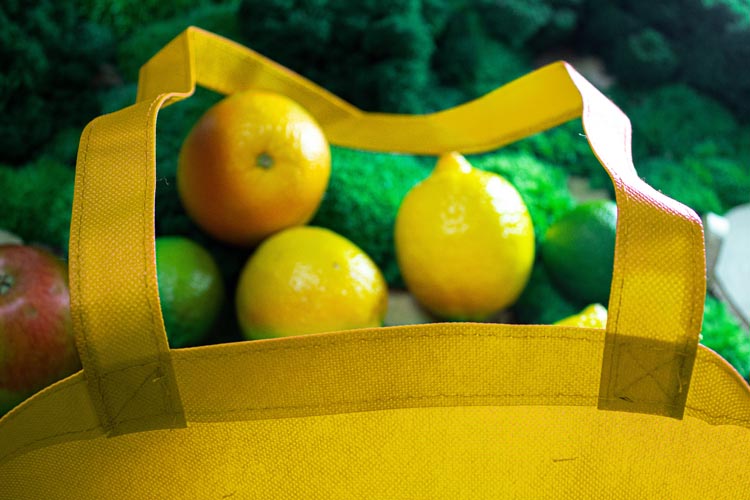 Torba polipropylenowa Żółta 360x420mm Uchwyt: 70cm