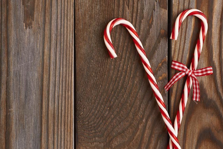 Świąteczne laski na choinkę Czerwono-białe 6 szt.