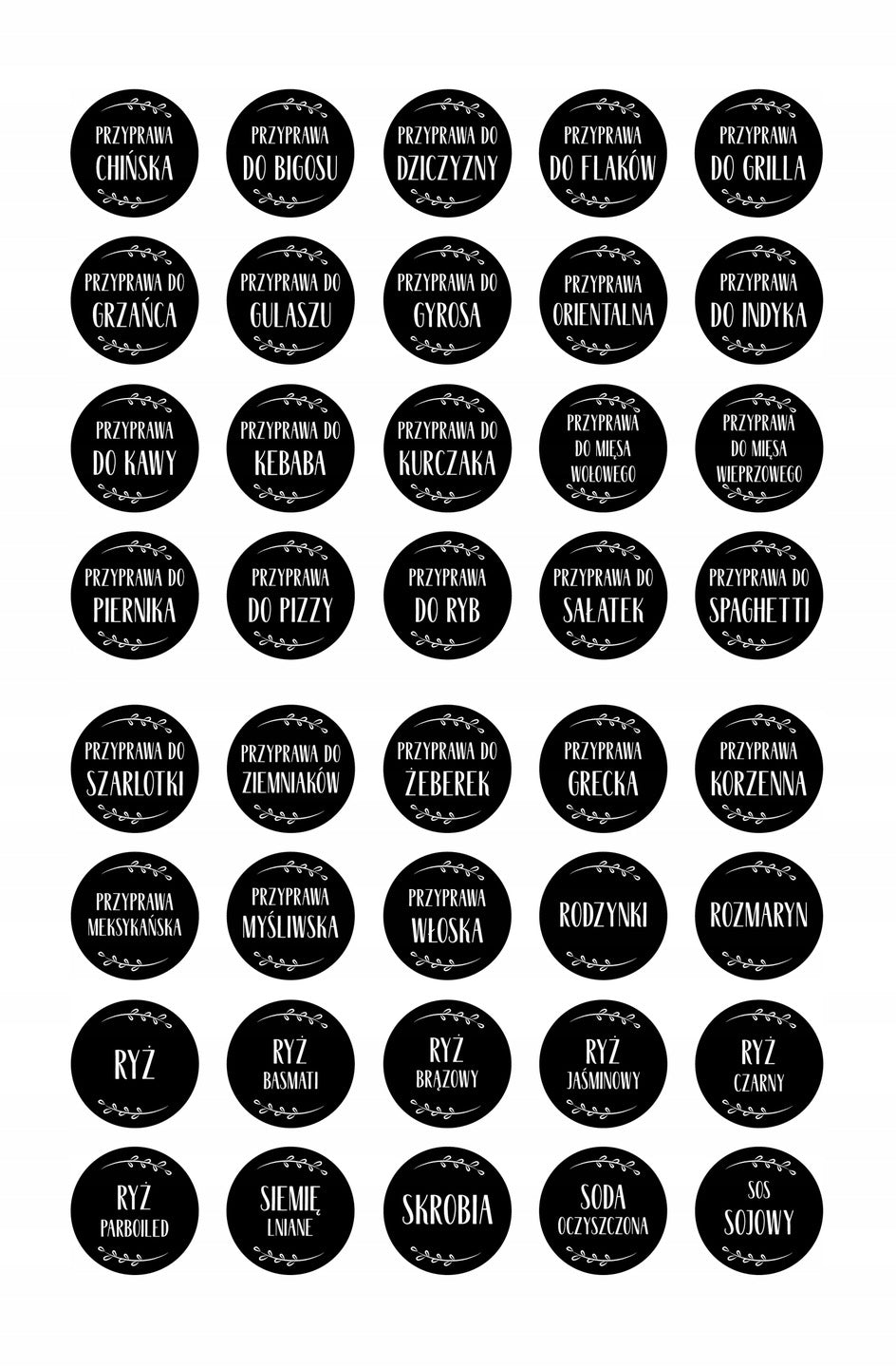Naklejki na przyprawy 200szt.
