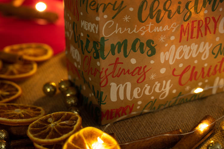 Torba papierowa świąteczna 180x80x220mm Merry Christmas