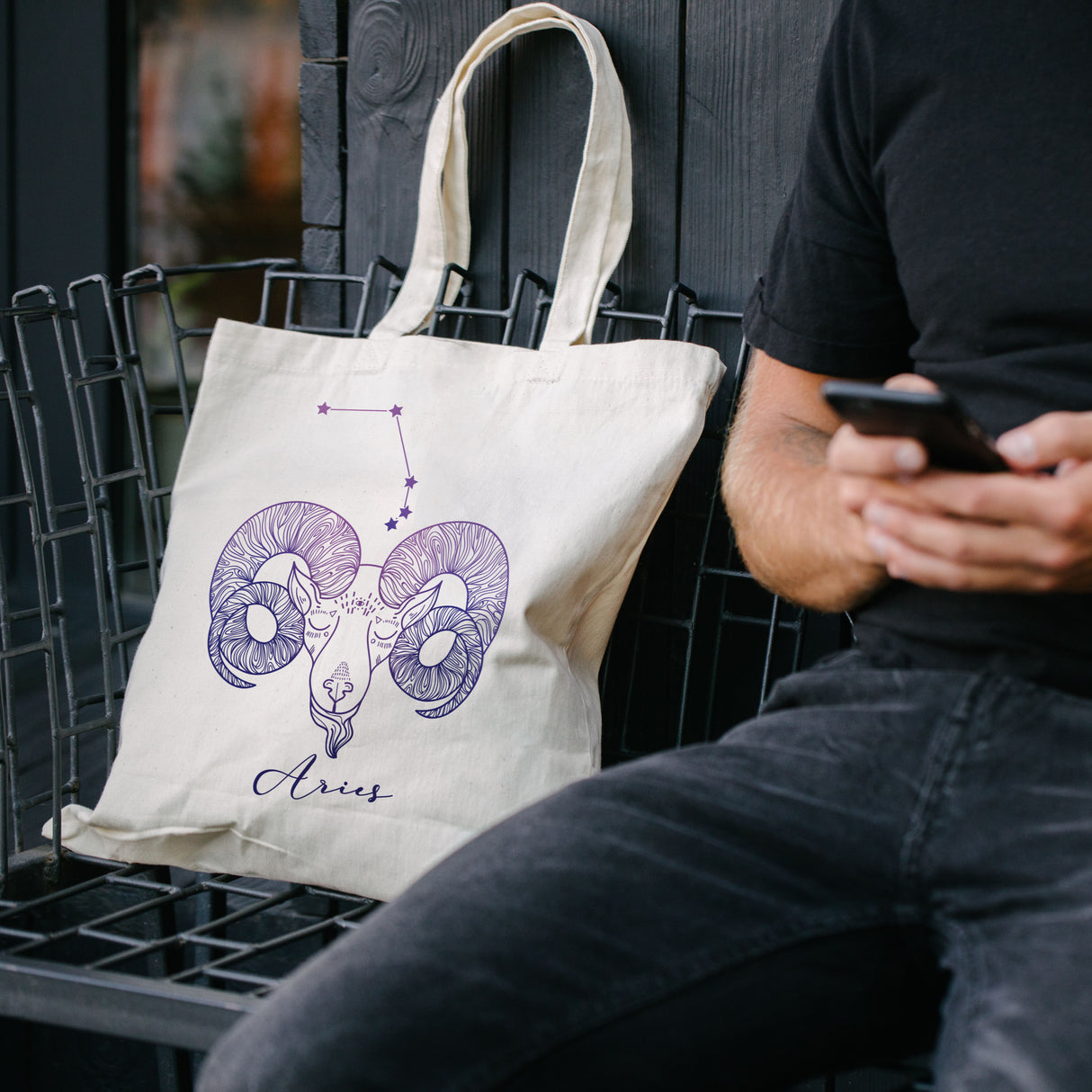 Torba bawełniana z nadrukiem Ecru BARAN