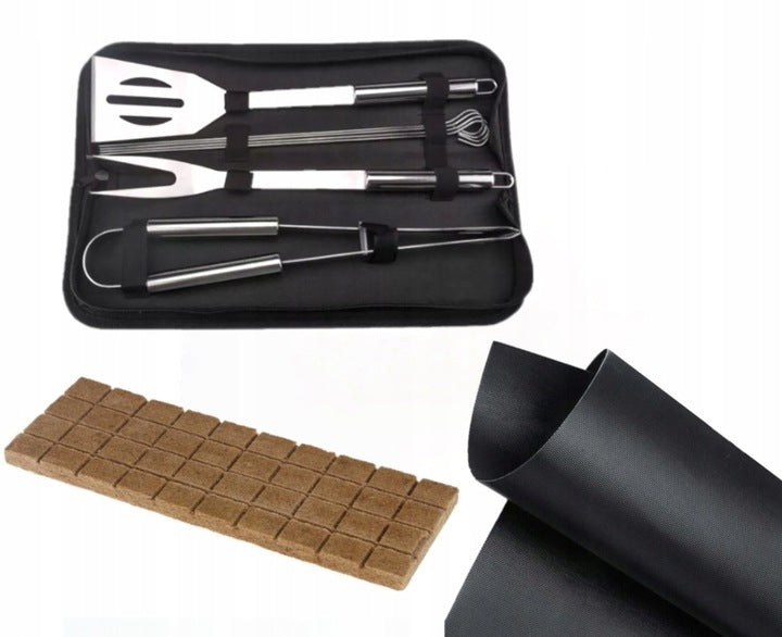 ZESTAW Akcesoria do grilla + mata+ podpałka