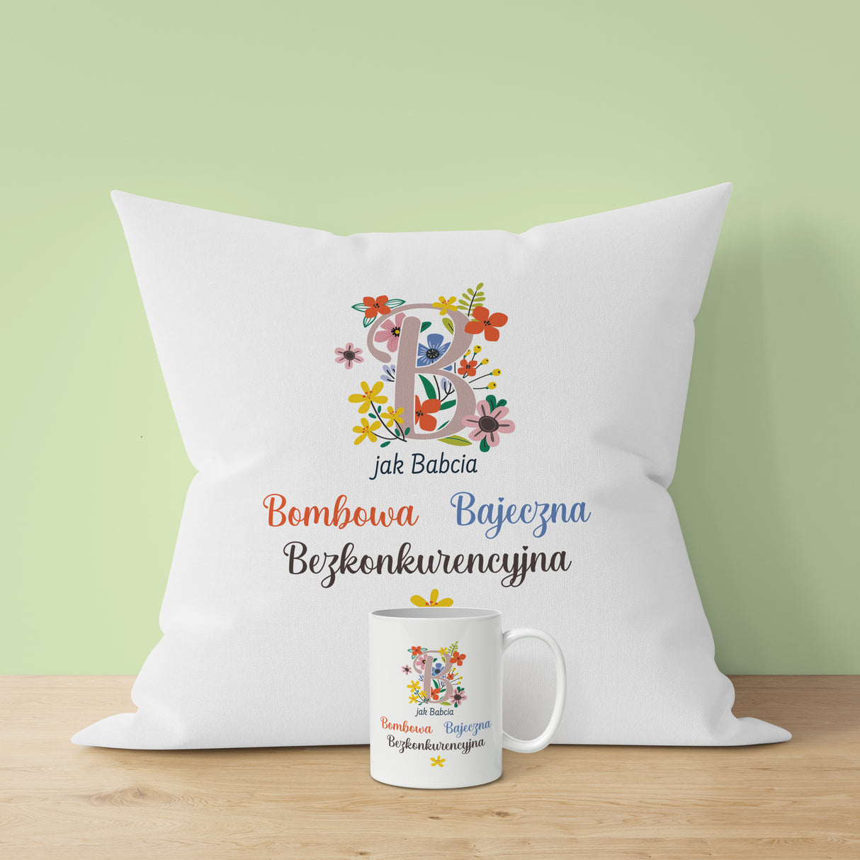 Zestaw Poduszka Kubek jak Babcia jak Dziadek Prezent na Dzień Babci i Dziadka