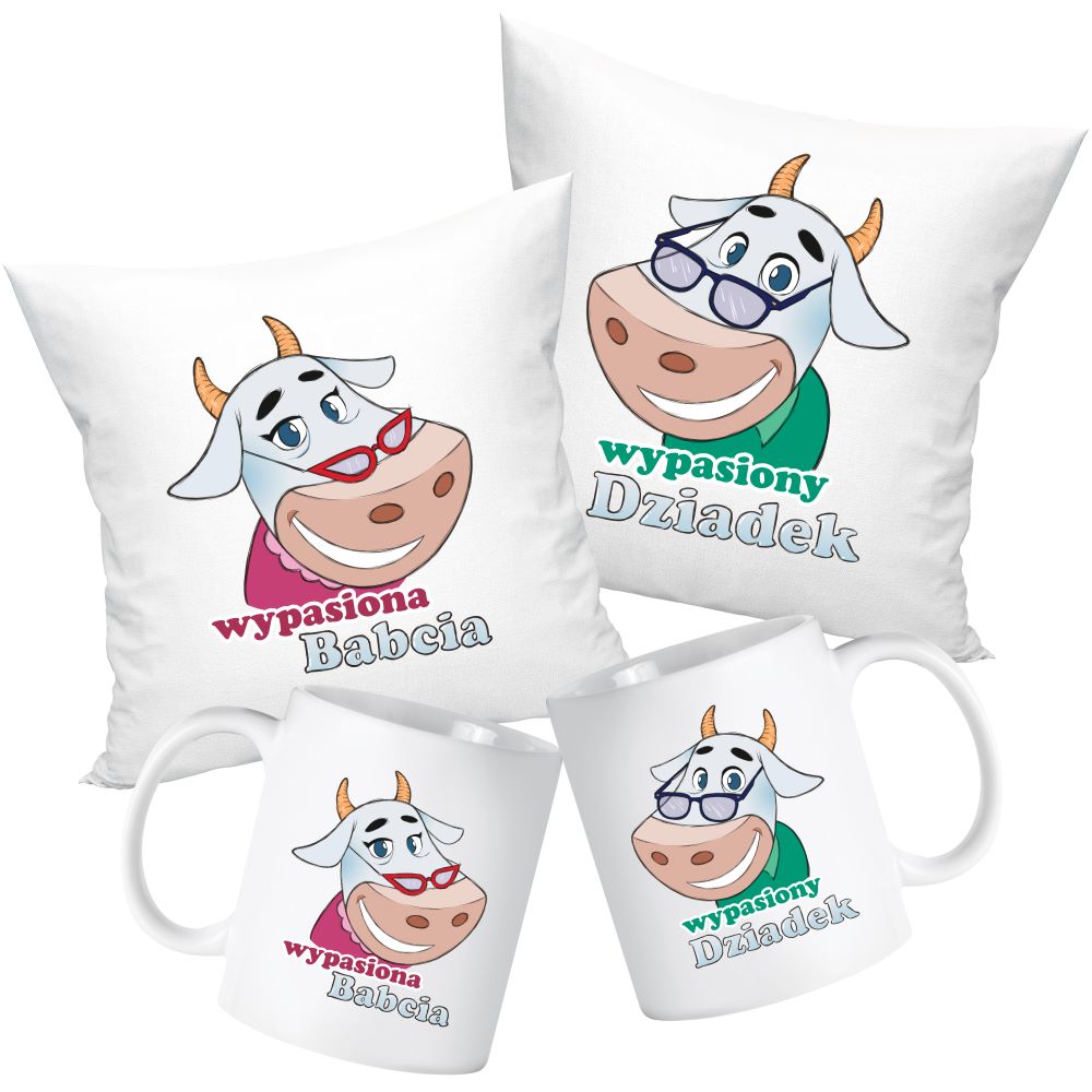 Zestaw Poduszka Kubek Wypasiony Dziadek i Wypasiona Babcia Prezent na Dzień Babci i Dziadka